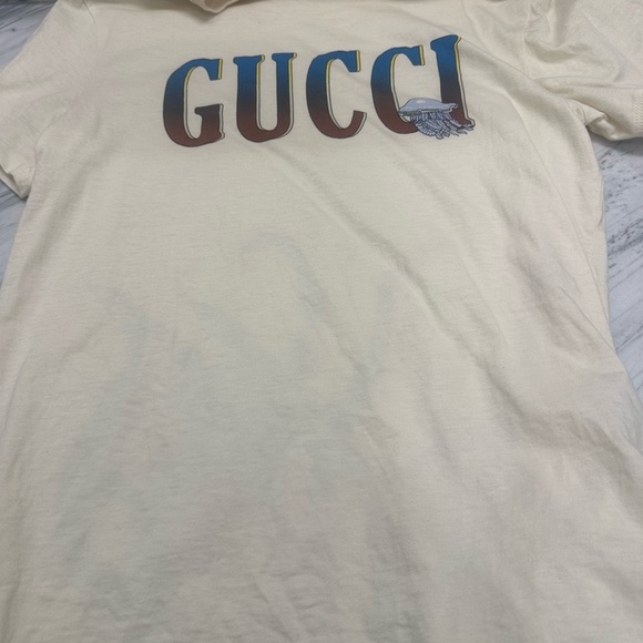 Gucci Ivory Tee with Blue Accents jellyfish t-shirt Sz 12 - Picture 4 of 5